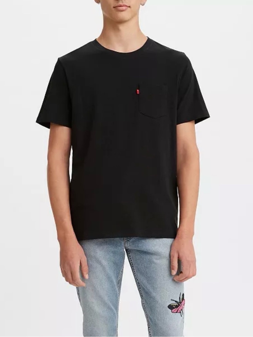 Levi's Men's Black Classic Pocket Crewneck Short-Sleeve T-Shirt